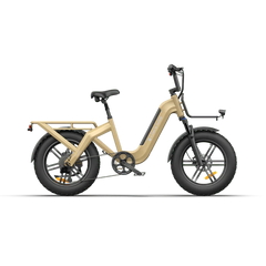 Beige ADO OASIS ONE Fat Tire Electric Bike on a white background