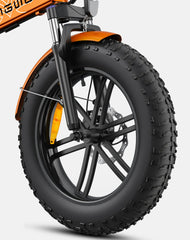 Close up view of wheels of ENGWE EP-2 Boost Folding Electric Bike