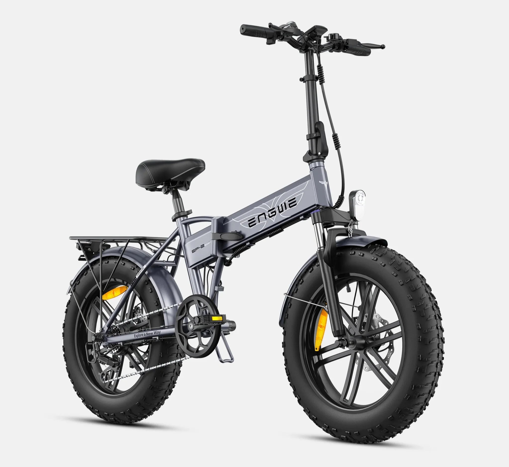 Grey ENGWE EP-2 Boost Folding Electric Bike on white background - Lets Cycle