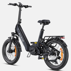 Back view of Black Engwe L20 3.0 Pro Electric Bike on a white background