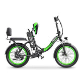 Black Hidoes C1 Folding Electric Bike with green accents on a white background