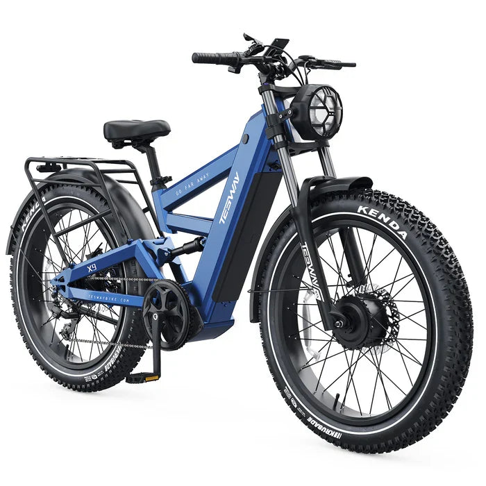 TESWAY X9 Ultra Dual Motor Electric Bike - Blue variant with visible branding on a white background