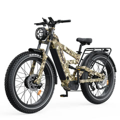 Camouflage-patterned TESWAY X9 Ultra Dual Motor E Bike on a white background