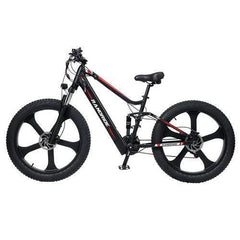 Randride YX90M electric bike black side view with thick tires and disc brakes