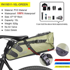Rhinowalk Bike Waterproof Bicycle Saddle Bag Reflective Large Capacity Foldable Tail Rear Bag Cycling MTB Trunk Pannier Black - Pogo Cycles