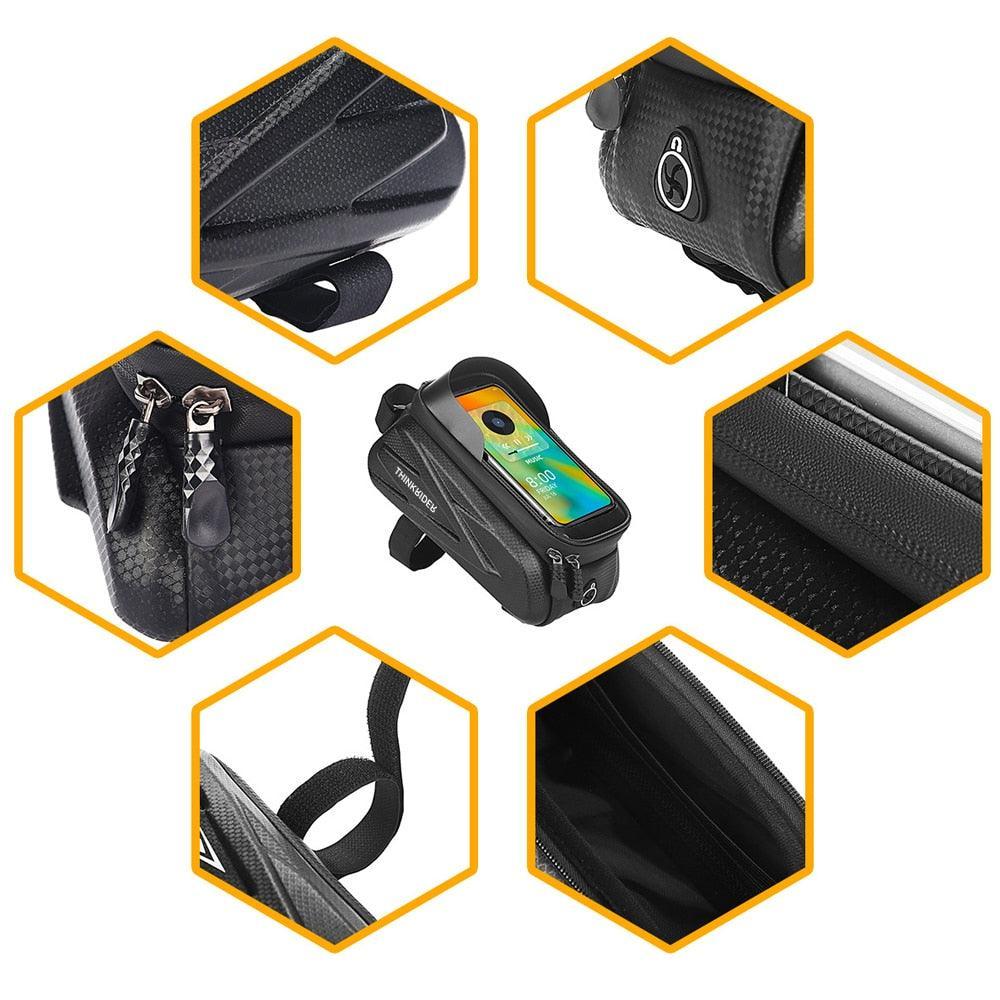 ThinkRider Bike Bag 2L Frame Front Tube Cycling Bag Bicycle Waterproof Phone Case Holder 7 Inches Touchscreen Bag Accessories - Pogo Cycles