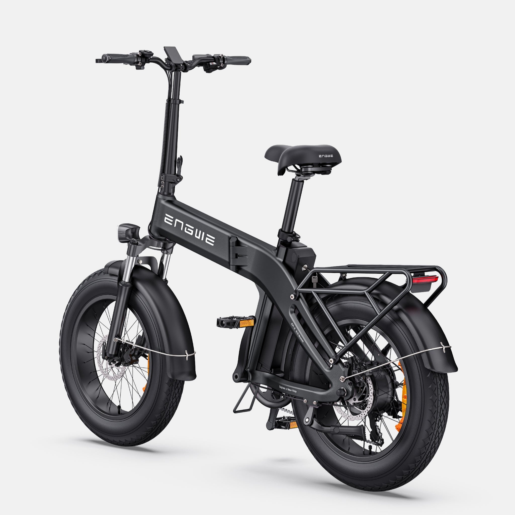 Side view of Black Engwe EP-2 3.0 Boost Electric Bike  on a white background