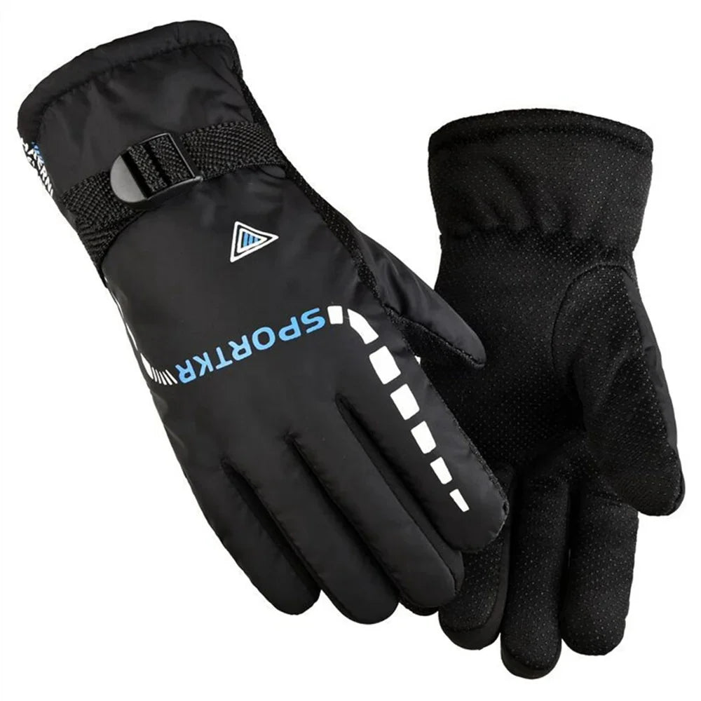 Winter Men Women Full Fingers Gloves Warm Thicken Fleece Skiing Outdoor Running Gloves Waterproof Windproof Non-Slip Mittens