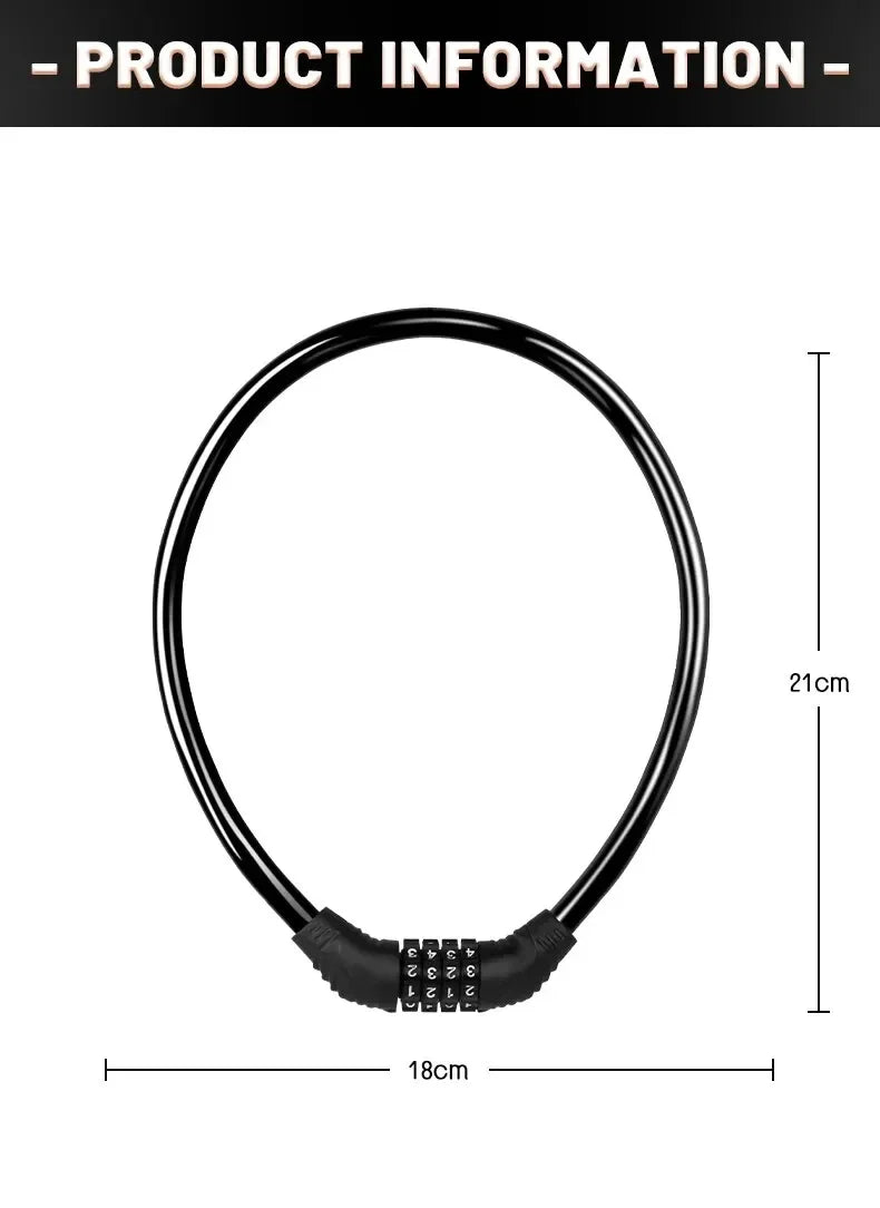 Bike Lock Mountain Bike Portable Security 4-digit Code Bike Lock for Bicycle Motorcycle Scooter