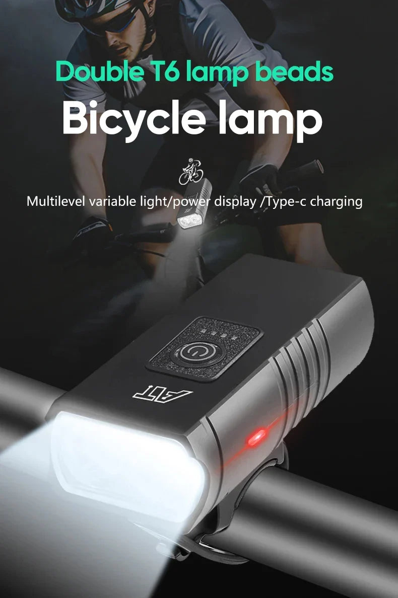 BK02 Bike Light Rechargeable T6 LED Bicycle Lights 6 Modes MTB Flashlight Bicycle Headlight for Cycling Bicycle Front Lamp