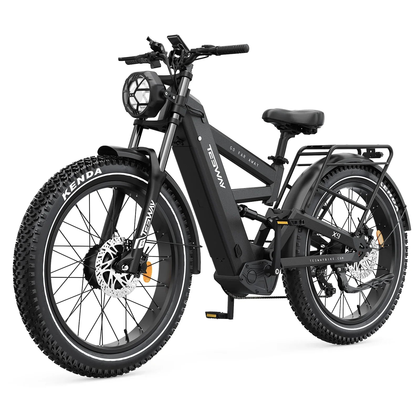 TESWAY X9 Ultra Dual Motor Electric Bike in black with Kenda tires on a white background