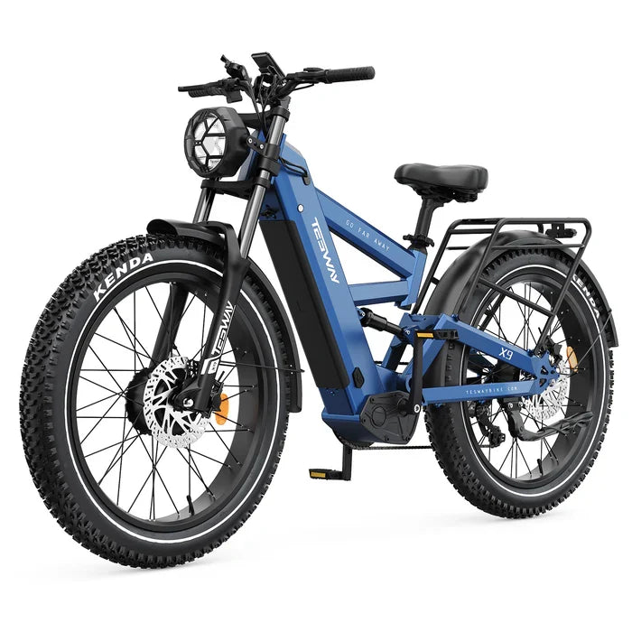 TESWAY X9 Ultra Dual Motor Electric Bike in blue on a white background