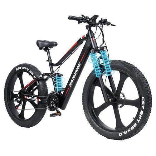 RANRIDE YX90M electric bike black side view with fat tires and front suspension